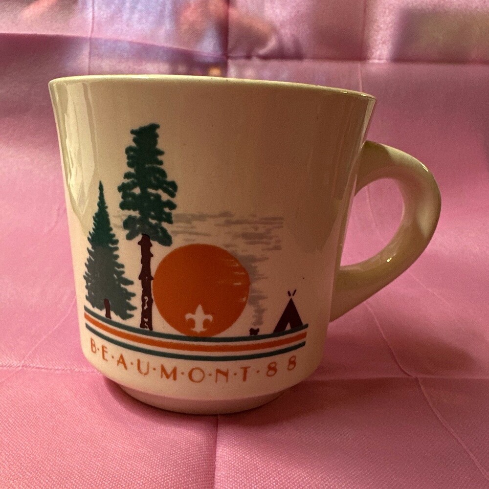 Vintage Beaumont 88 Ceramic Coffee Mug 8 fl oz White Camping Nature Graphic